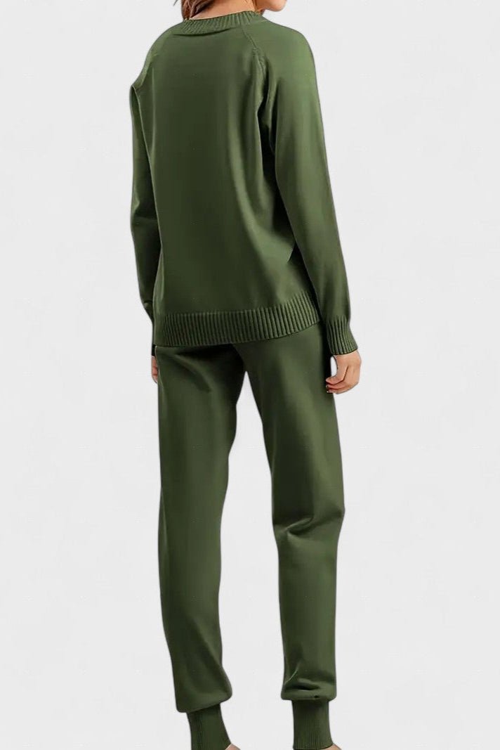 Pippa, V-Neck Knitted Jumper & Trousers Set