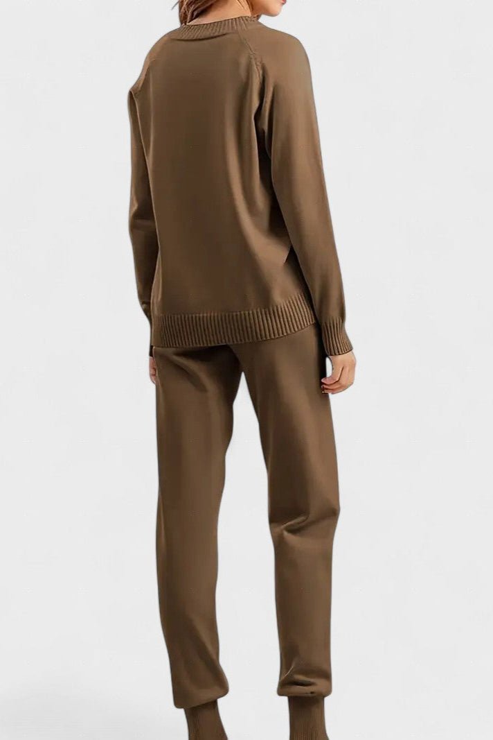 Pippa, V-Neck Knitted Jumper & Trousers Set