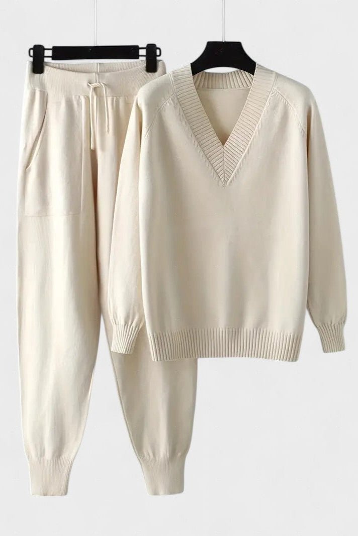 Pippa, V-Neck Knitted Jumper & Trousers Set
