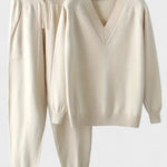 Pippa, V-Neck Knitted Jumper & Trousers Set