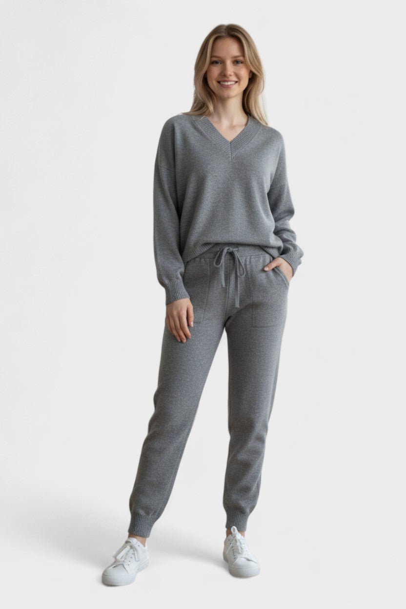 Pippa, V-Neck Knitted Jumper & Trousers Set