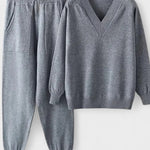 Pippa, V-Neck Knitted Jumper & Trousers Set