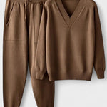 Pippa, V-Neck Knitted Jumper & Trousers Set