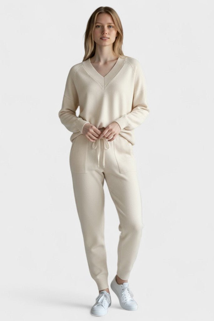 Pippa, V-Neck Knitted Jumper & Trousers Set