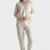 Pippa, V-Neck Knitted Jumper & Trousers Set