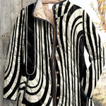Freda Black and White Quilted Jacket with Graphic Print - view 2