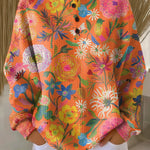 Wiebke Jumper in Orange with Flowers