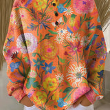 Wiebke Jumper in Orange with Flowers