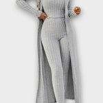 Freda, Ribbed Jumpsuit with Longline Cardigan