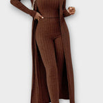 Freda, Ribbed Jumpsuit with Longline Cardigan