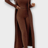 Freda, Ribbed Jumpsuit with Longline Cardigan