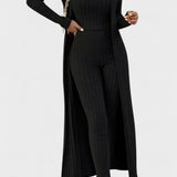 Freda, Ribbed Jumpsuit with Longline Cardigan