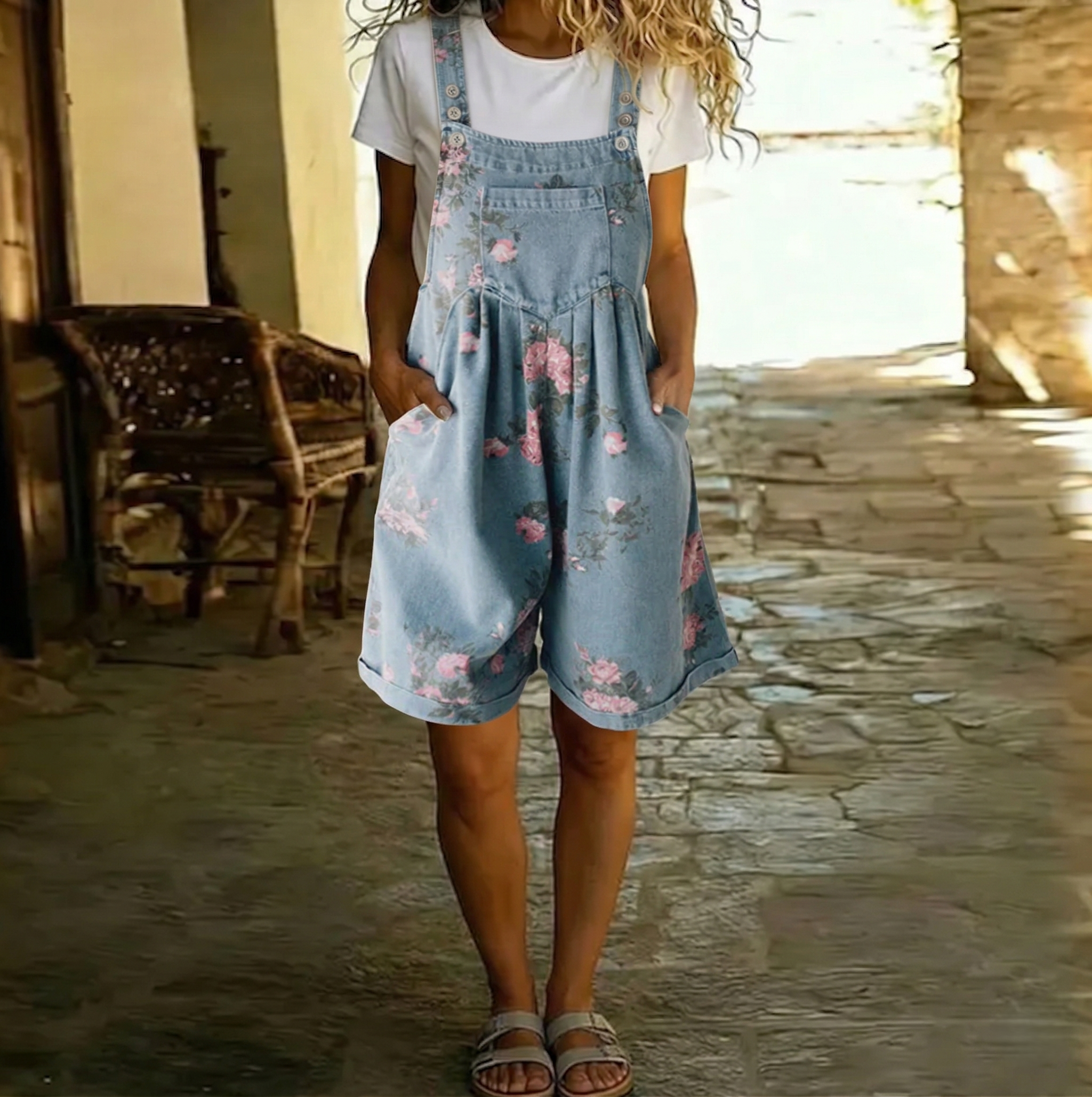 Lucy Floral Denim Jumpsuit - view 2