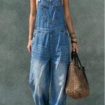 Phoebe Elasticated-Waist Denim Dungarees - view 3