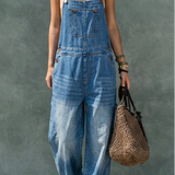 Phoebe Elasticated-Waist Denim Dungarees - view 3