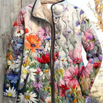 Hester Quilted Jacket with Colourful Meadow Flowers - view 2