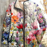 Hester Quilted Jacket with Colourful Meadow Flowers - view 2