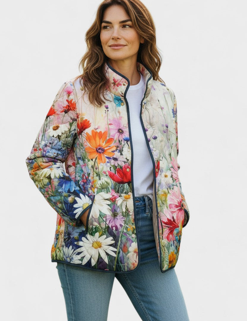 Hester Quilted Jacket with Colourful Meadow Flowers