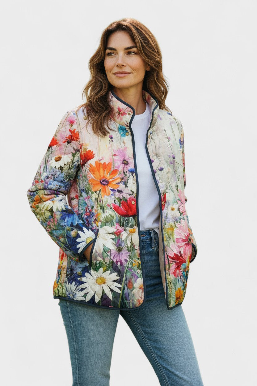 Hester Quilted Jacket with Colourful Meadow Flowers