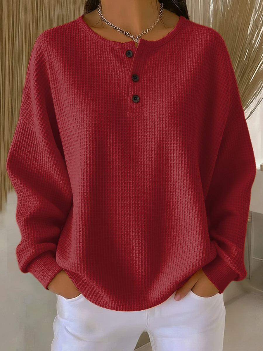 Greta Simple Jumper in Waffle Knit - view 3
