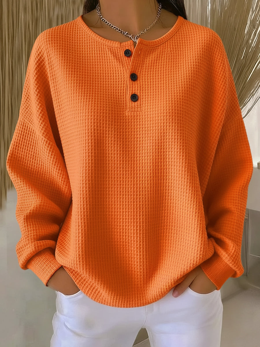 Greta Simple Jumper in Waffle Knit