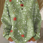 Heidi Christmas Jumper in Green with Fir Trees
