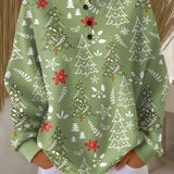 Heidi Christmas Jumper in Green with Fir Trees