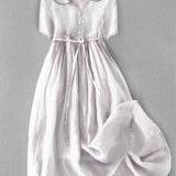 Freya | Elegant Cotton-Linen Half-Sleeve Dress