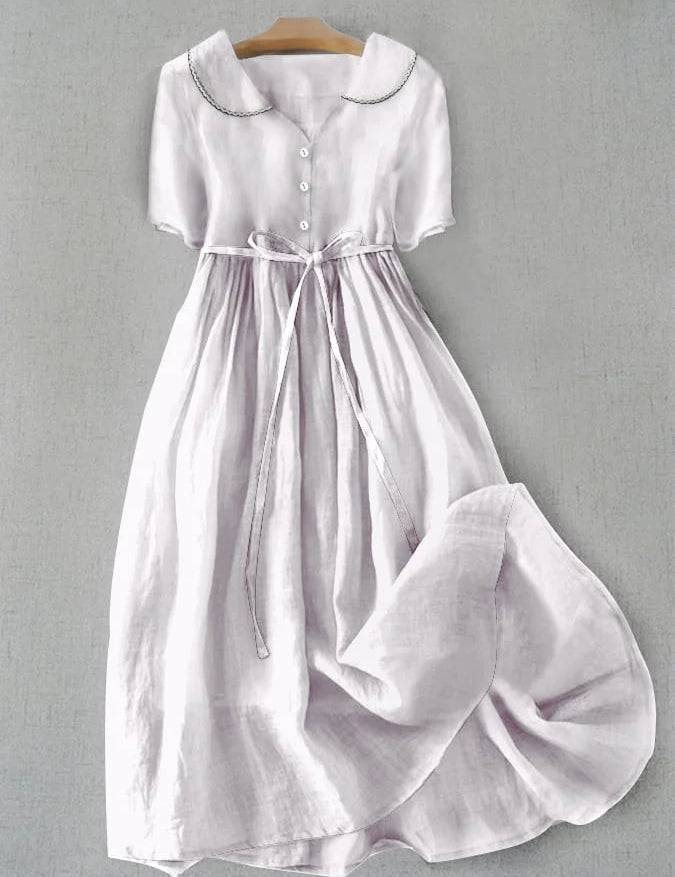 Freya | Elegant Cotton-Linen Half-Sleeve Dress