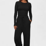 Janice, Long-Sleeve Top & Wide-Leg Trousers Set