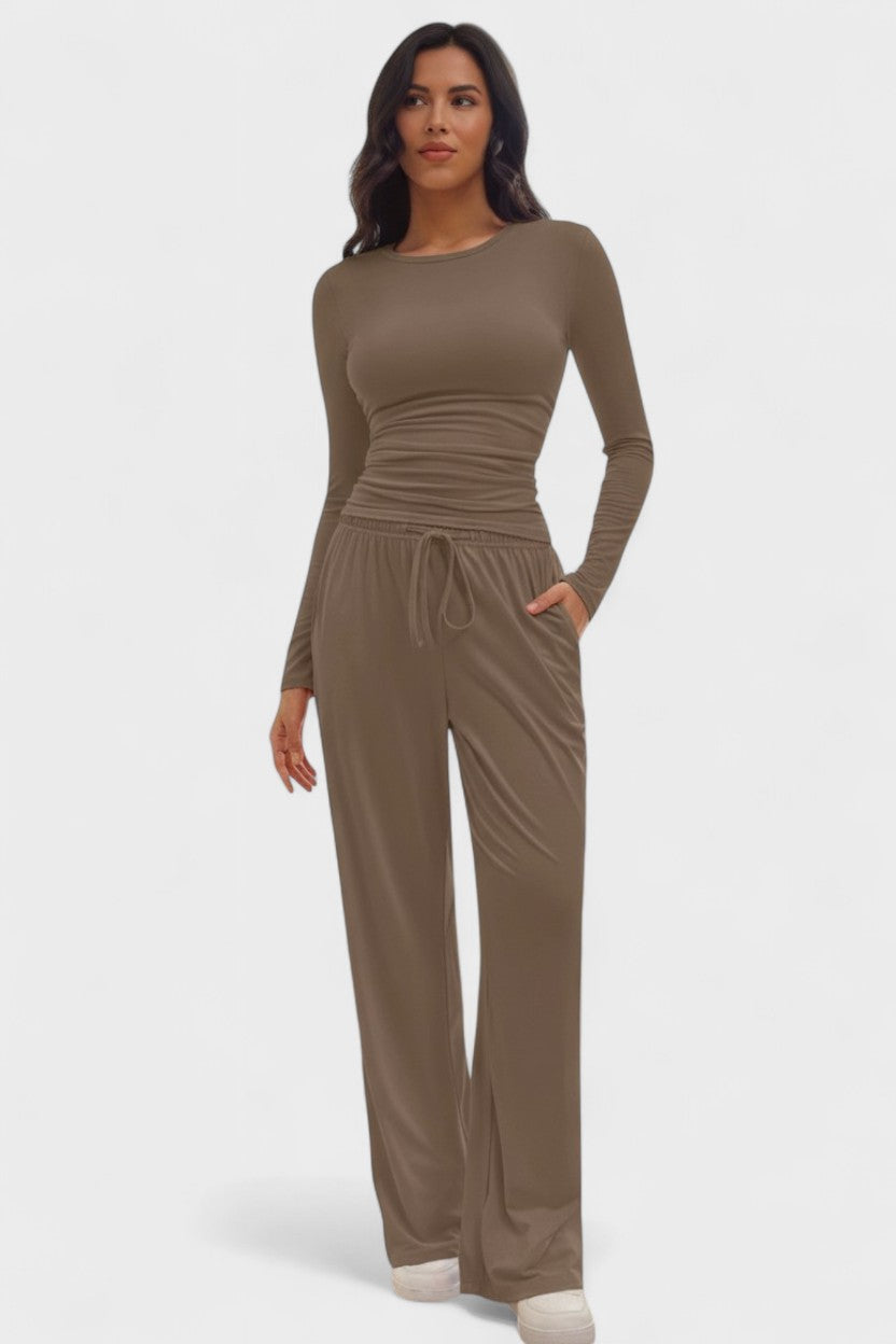 Janice, Long-Sleeve Top & Wide-Leg Trousers Set