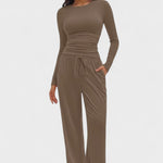 Janice, Long-Sleeve Top & Wide-Leg Trousers Set