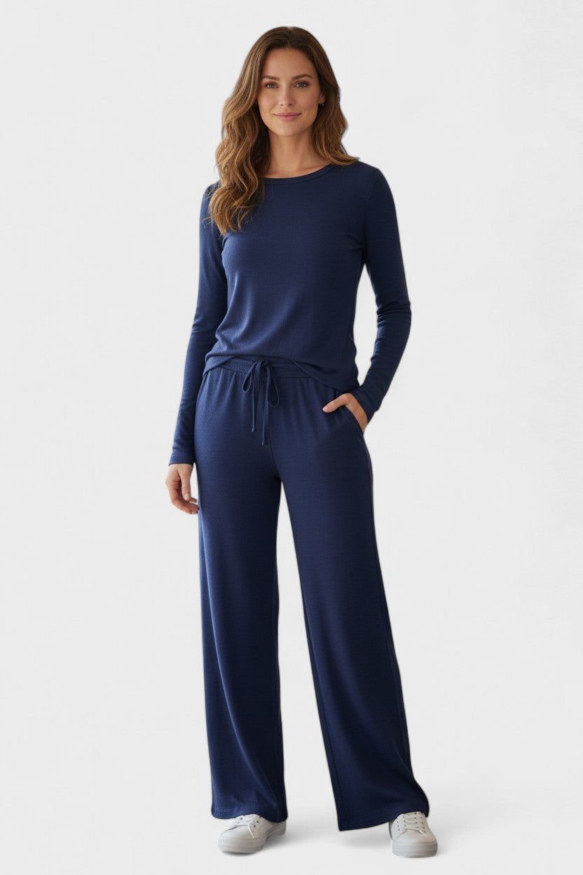Janice, Long-Sleeve Top & Wide-Leg Trousers Set