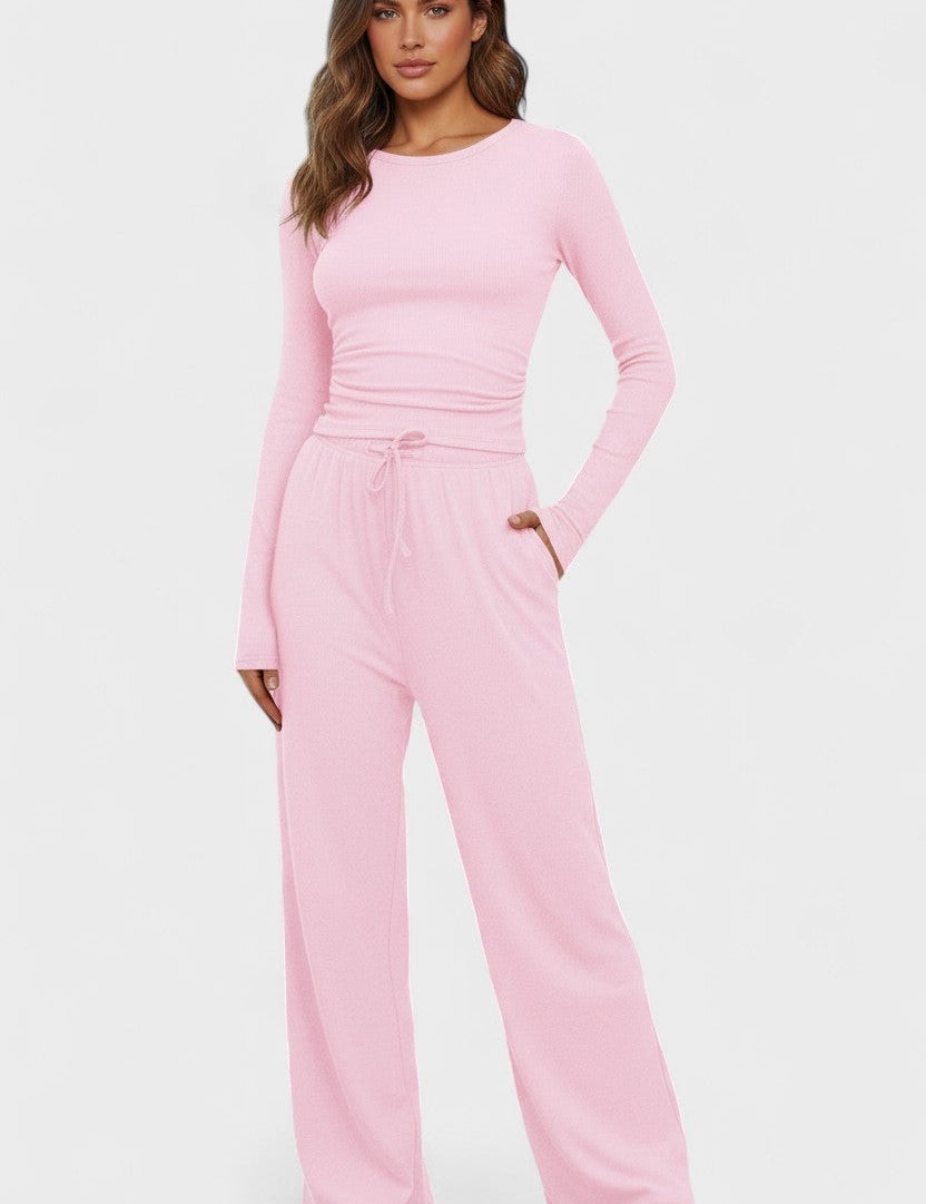 Janice, Long-Sleeve Top & Wide-Leg Trousers Set