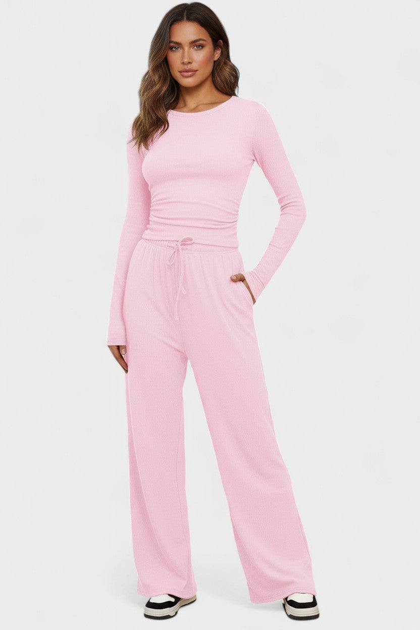 Janice, Long-Sleeve Top & Wide-Leg Trousers Set