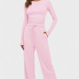 Janice, Long-Sleeve Top & Wide-Leg Trousers Set
