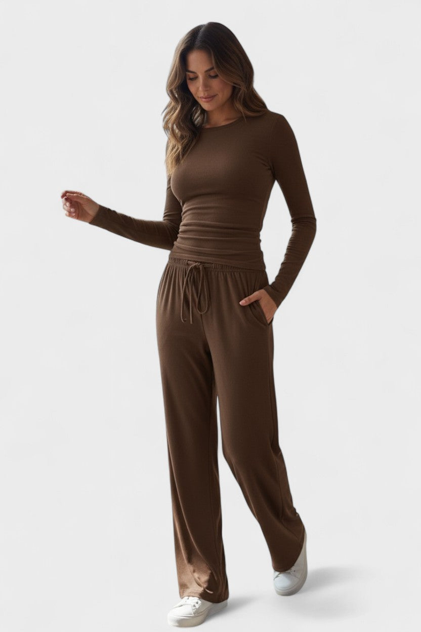 Janice, Long-Sleeve Top & Wide-Leg Trousers Set