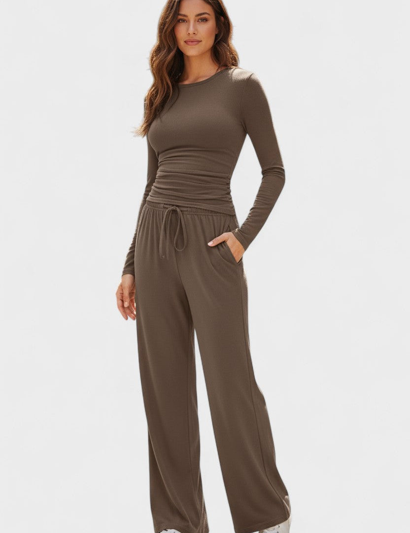 Janice, Long-Sleeve Top & Wide-Leg Trousers Set
