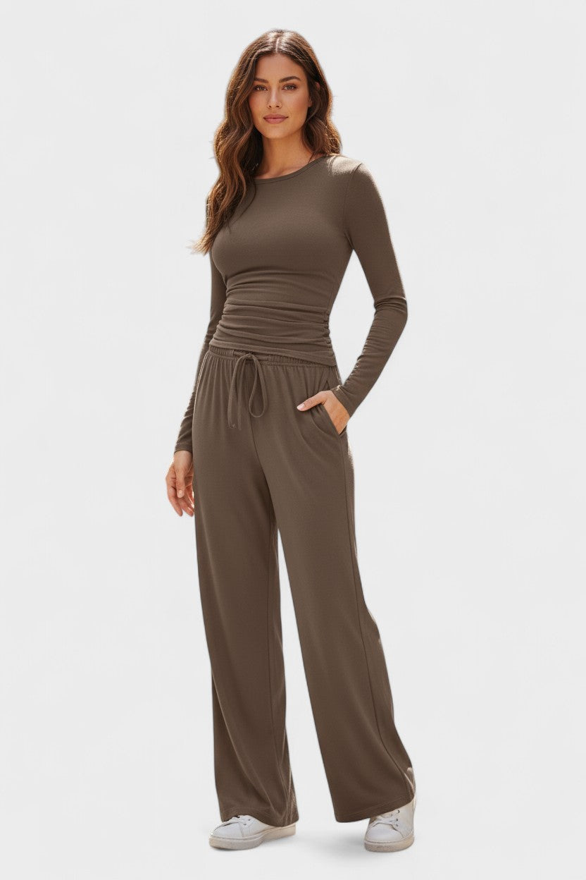 Janice, Long-Sleeve Top & Wide-Leg Trousers Set