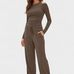 Janice, Long-Sleeve Top & Wide-Leg Trousers Set