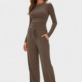 Janice, Long-Sleeve Top & Wide-Leg Trousers Set