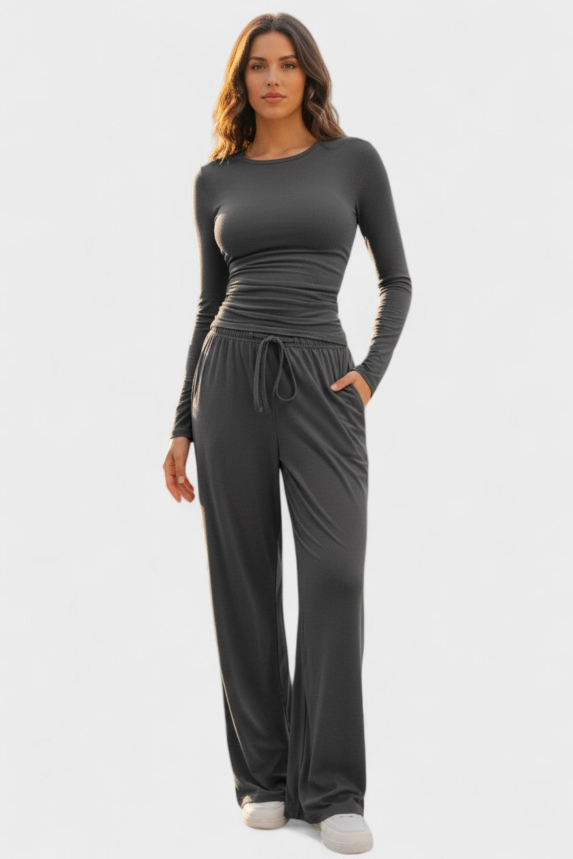 Janice, Long-Sleeve Top & Wide-Leg Trousers Set