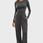 Janice, Long-Sleeve Top & Wide-Leg Trousers Set