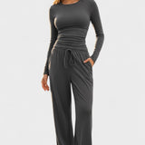 Janice, Long-Sleeve Top & Wide-Leg Trousers Set