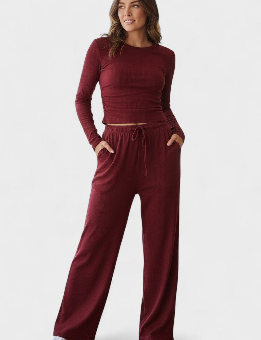 Janice, Long-Sleeve Top & Wide-Leg Trousers Set