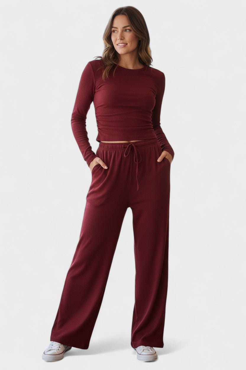 Janice, Long-Sleeve Top & Wide-Leg Trousers Set