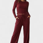 Janice, Long-Sleeve Top & Wide-Leg Trousers Set