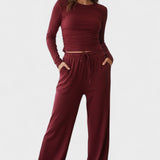 Janice, Long-Sleeve Top & Wide-Leg Trousers Set
