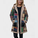 Autumn Cosy Patchwork Hoodie in Earth Tones - view 2
