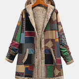 Autumn Cosy Patchwork Hoodie in Earth Tones
